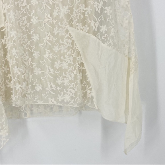 Sundance Lace Patchwork Short Sleeve Tunic Top Womens Large Cream | N697 - Picture 3 of 7